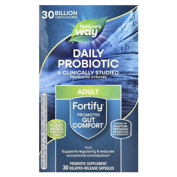 Nature's Way, Fortify, Daily Probiotic, Adult, 30 Billion CFU, 30 Delayed-Release Capsules