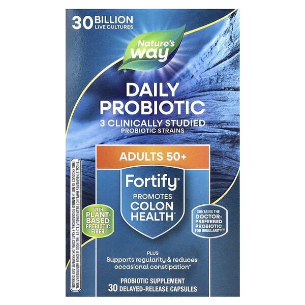 Nature's Way, Fortify®, Daily Probiotic, Adults 50+, 30 Billion CFU, 30 Delayed-Release Capsules