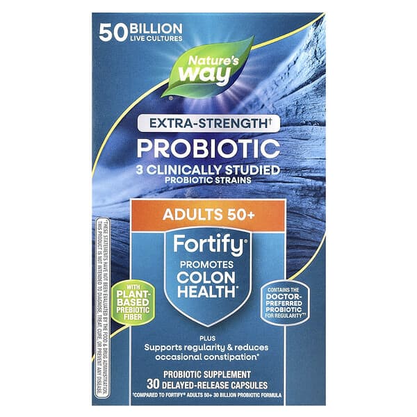 Nature's Way, Fortify®, Probiotic, Adults 50+, 50 Billion, 30 Delayed-Release Capsules 3 Nature's Way, Fortify®, Probiotic, Adults 50+, 50 Billion, 30 Delayed-Release Capsules