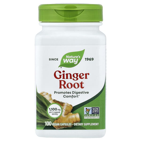 Nature's Way, Ginger Root, 100 Vegan Capsules (550 mg per Capsule)