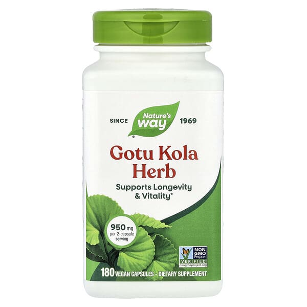 Nature's Way, Gotu Kola Herb, 180 Vegan Capsules (475 mg per Capsule)