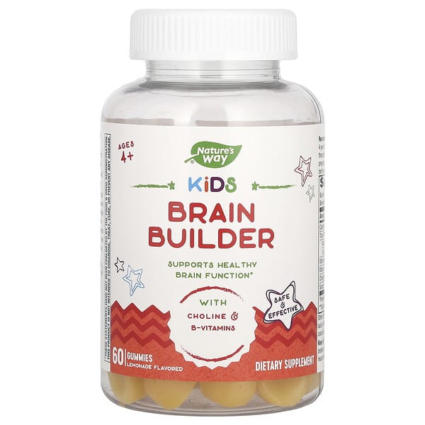 Nature's Way, Kids Brain Builder Gummies, Ages 4+, Lemonade, 60 Gummies