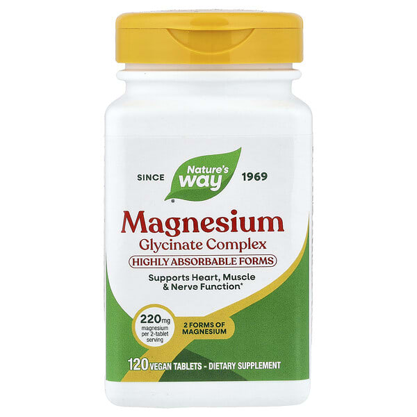 Nature's Way, Magnesium Glycinate Complex, 120 Vegan Tablets (110 mg per Tablet)