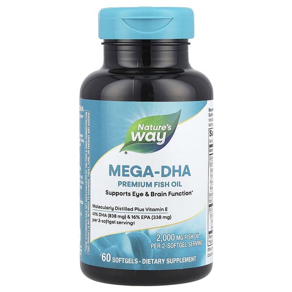 Nature's Way, Mega-DHA Premium Fish Oil, 60 Softgels