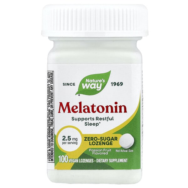 Nature's Way, Melatonin, Passion Fruit, 2.5 mg, 100 Vegan Lozenges