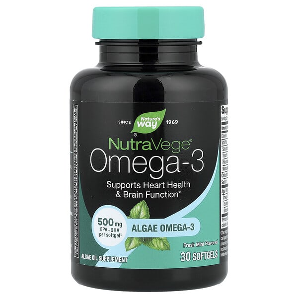 Nature's Way, NutraVege®, Omega-3, Fresh Mint, 500 mg, 30 Softgels