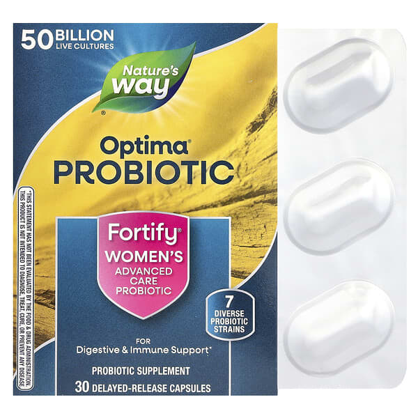 Nature's Way, Optima® Probiotic, Fortify® Women's Advanced Care Probiotic, 50 Billion, 30 Delayed Release Capsules 4 Nature's Way, Optima® Probiotic, Fortify® Women's Advanced Care Probiotic, 50 Billion, 30 Delayed Release Capsules