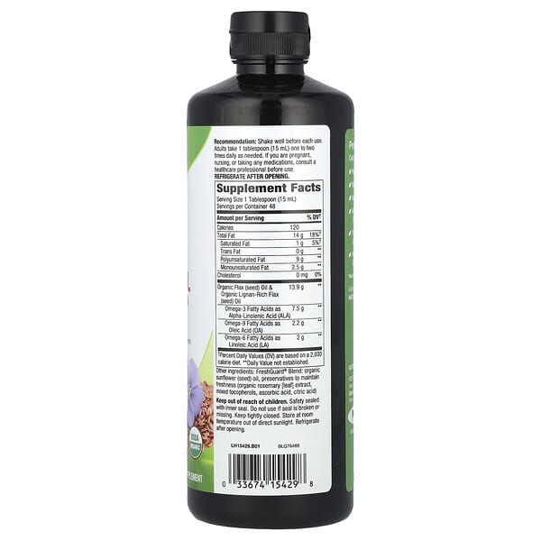 Alternative view of Nature's Way, Organic Flax Oil, Super Lignan, 24 fl oz (720 ml)