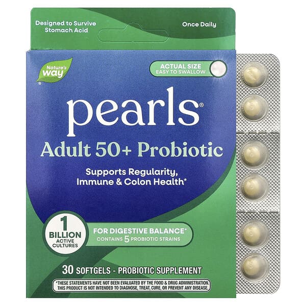 Nature's Way, Pearls®, Adult 50+ Probiotic, 1 Billion CFU, 30 Softgels 2 Nature's Way, Pearls®, Adult 50+ Probiotic, 1 Billion CFU, 30 Softgels
