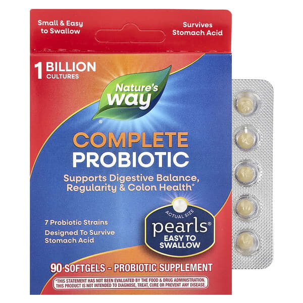Nature's Way, Pearls Complete Probiotic, 1 Billion CFU, 90 Softgels