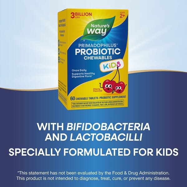 Alternative view of Nature's Way, Primadophilus®, Kids Probiotic Chewables, Ages 2+, Cherry , 3 Billion CFU, 60 Chewable Tablets