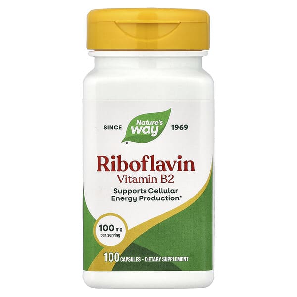 Nature's Way, Riboflavin Vitamin B2, 100 mg, 100 Capsules 5 Nature's Way, Riboflavin Vitamin B2, 100 mg, 100 Capsules