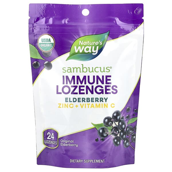 Nature's Way, Sambucus® Elderberry, Immune Lozenges, Original Elderberry, 24 Lozenges