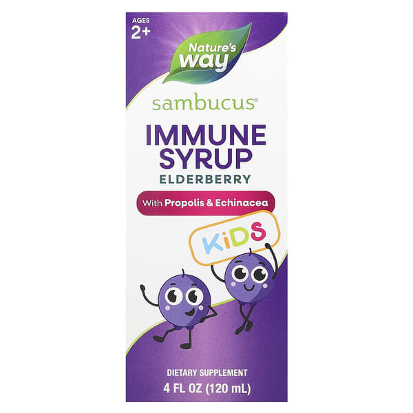 Nature's Way, Sambucus® Kids, Immune Syrup Elderberry with Propolis & Echinacea, Ages 2+, 4 fl oz (120 ml)