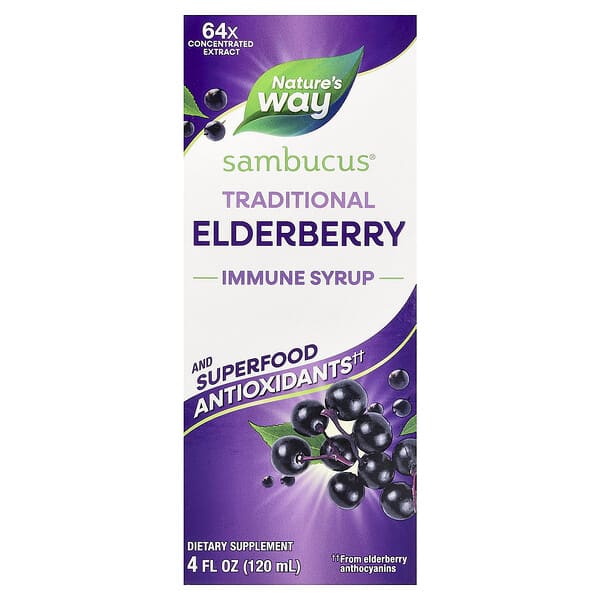 Nature's Way, Sambucus®, Traditional Immune Syrup, Elderberry, 4 fl oz (120 ml)