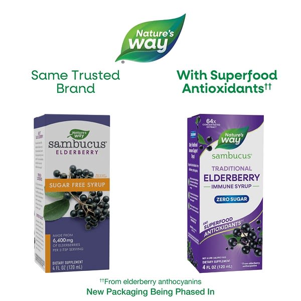 Alternative view of Nature's Way, Sambucus®, Traditional Immune Syrup, Zero Sugar, Elderberry, 50 mg, 4 fl oz (120 ml)