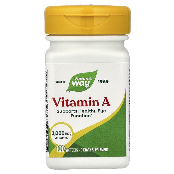 Nature's Way, Vitamin A, 3,000 mcg, 100 Softgels