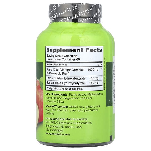 Alternative view of NATURELO, Apple Cider Vinegar , 120 Vegetarian Capsules