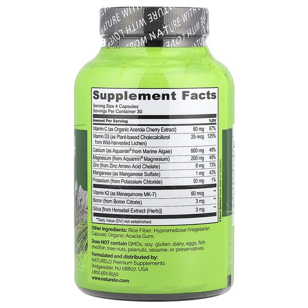 Alternative view of NATURELO, Bone Strength, Plant Calcium Complex, 120 Vegetarian Capsules