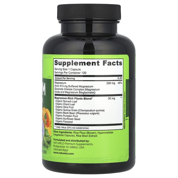 Alternative view of NATURELO, Magnesium Glycinate Chelate Complex, 120 Vegetarian Capsules