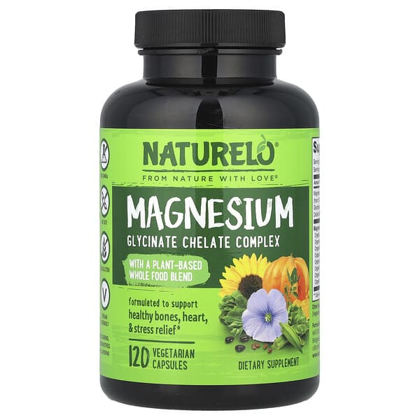 NATURELO, Magnesium Glycinate Chelate Complex, 120 Vegetarian Capsules