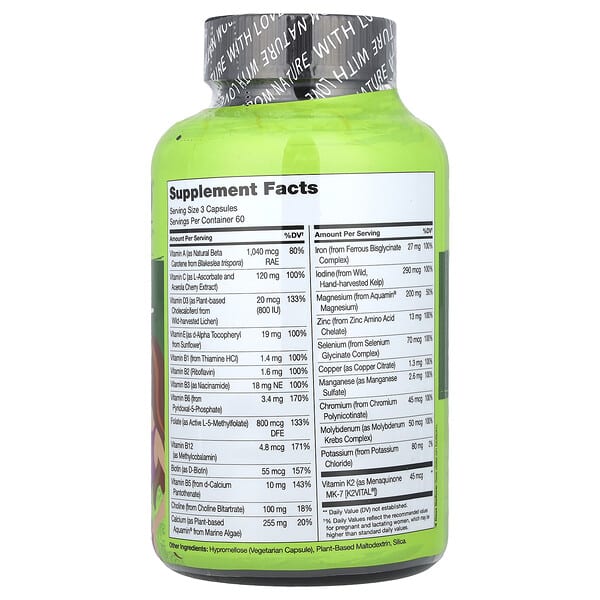 Alternative view of NATURELO, Prenatal Multivitamin With Folate, Iron & Calcium, 180 Vegetarian Capsules