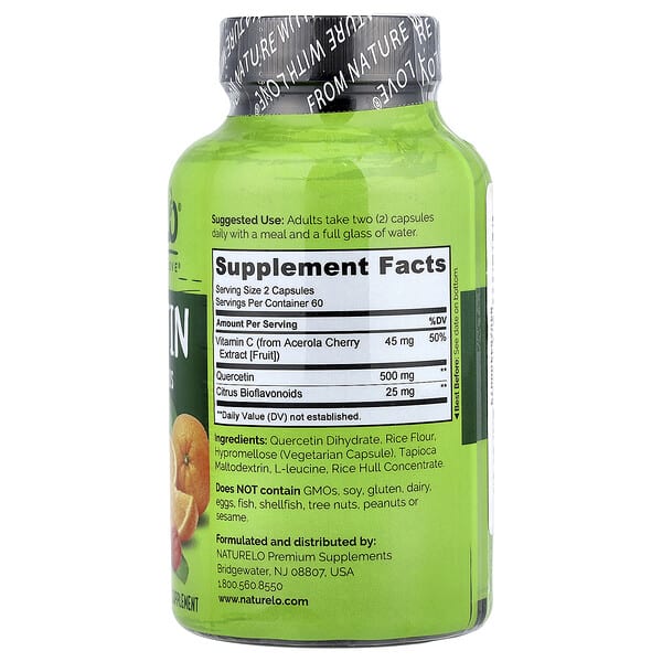 Alternative view of NATURELO, Quercetin With Citrus Bioflavonoids, 120 Vegetarian Capsules