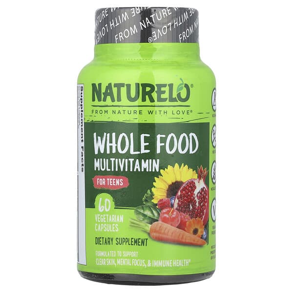 NATURELO, Whole Food Multivitamin, For Teens, 60 Vegetarian Capsules
