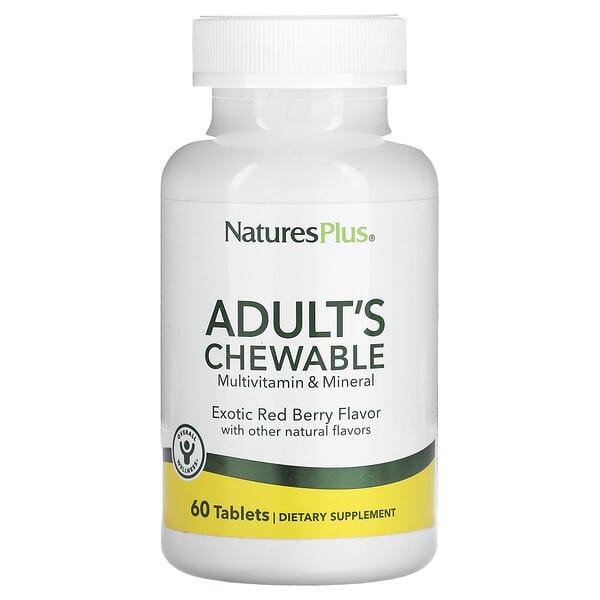 NaturesPlus, Adult's Chewable Multivitamin & Mineral, Exotic Red Berry  , 60 Tablets