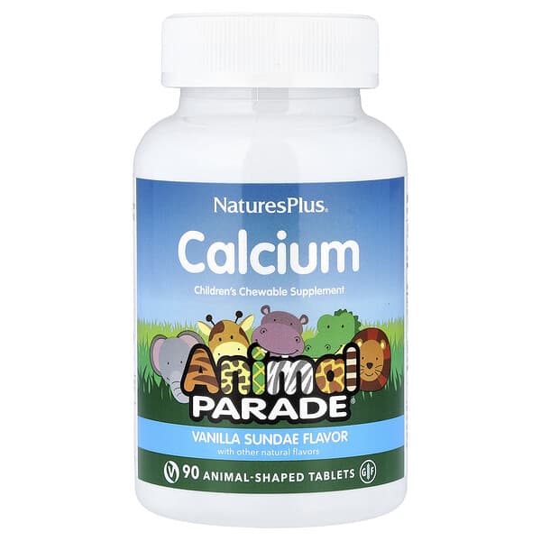 NaturesPlus, Animal Parade®, Calcium, Children's Chewable Supplement, Vanilla Sundae, 90 Animal-Shaped Tablets