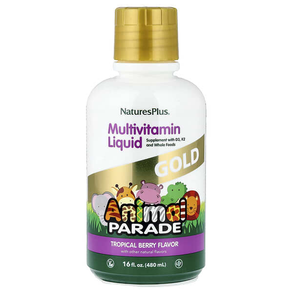 NaturesPlus, Animal Parade® Gold, Multivitamin Liquid, Tropical Berry, 16 fl oz (480 ml)