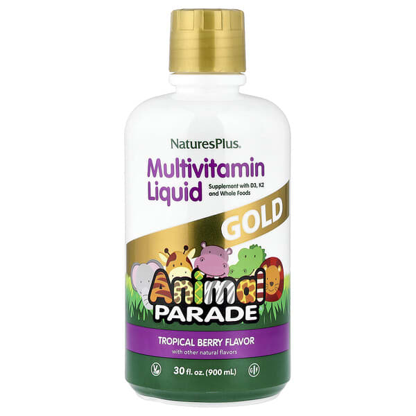 NaturesPlus, Animal Parade® Gold, Multivitamin Liquid, Tropical Berry, 30 fl oz (900 ml)