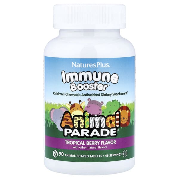 NaturesPlus, Animal Parade®, Immune Booster, Tropical Berry, 90 Animal-Shaped Tablets