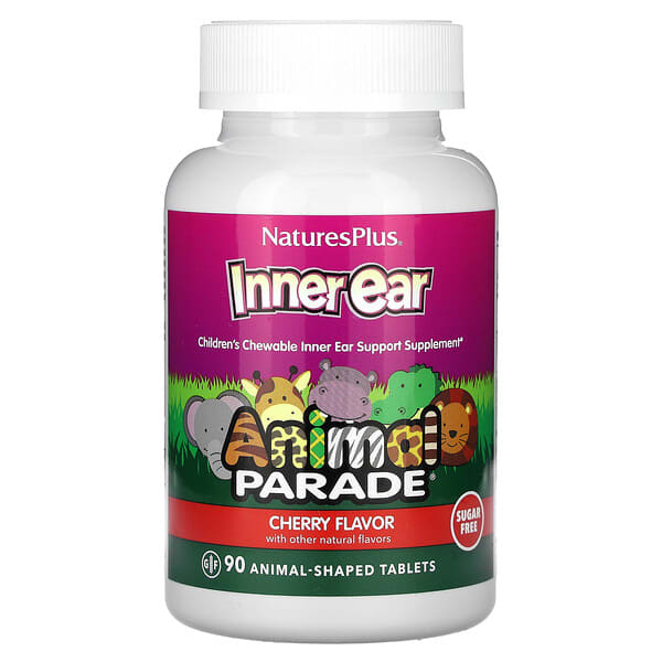 NaturesPlus, Animal Parade, Inner Ear, Children's Chewable, Cherry, 90 Animal-Shaped Tablets