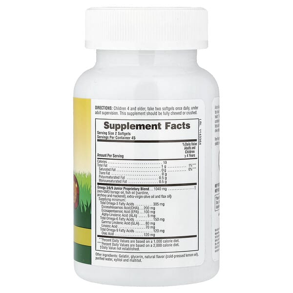 Alternative view of NaturesPlus, Animal Parade®, Omega 3/6/9 Junior, Natural Lemon, 90 Chewable Softgels