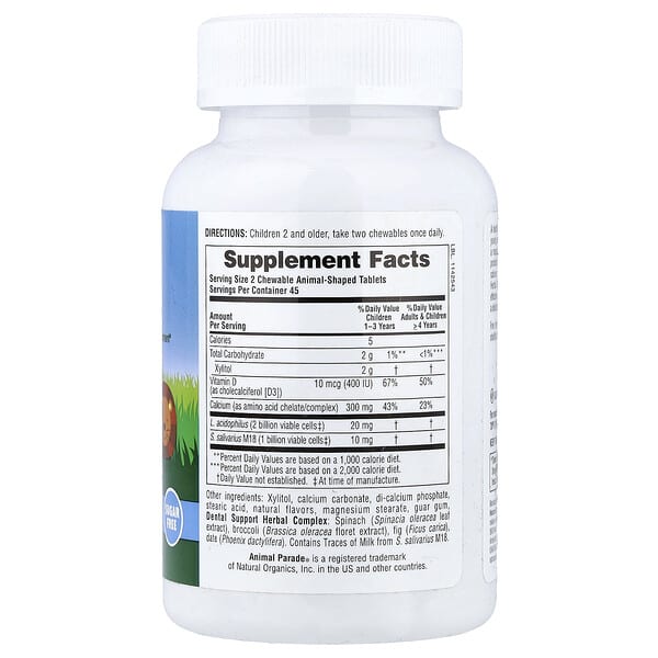 Alternative view of NaturesPlus, Animal Parade®, Tooth Fairy®, Children's Chewable Dental Health Support Supplement, Vanilla, 90 Animal-Shaped Tablets