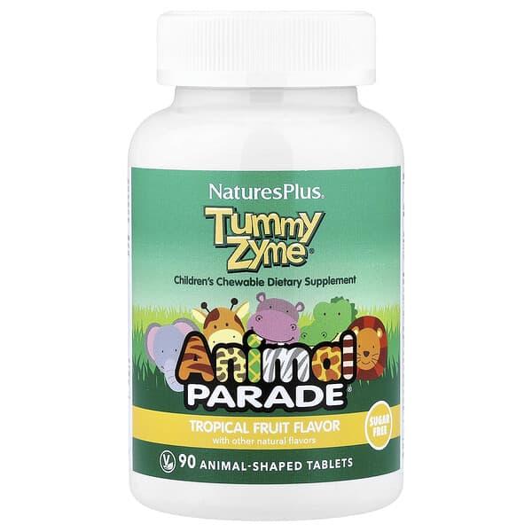 NaturesPlus, Animal Parade®, Tummy Zyme®, Tropical Fruit, 90 Animal-Shaped Tablets