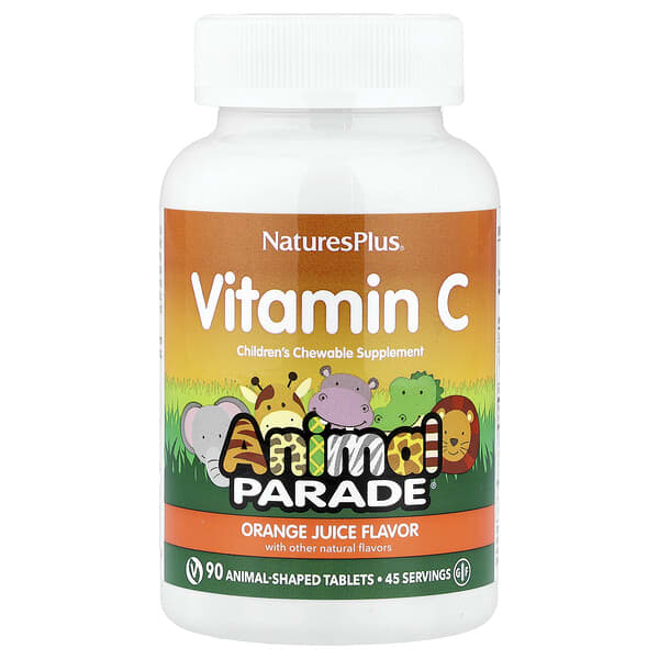 NaturesPlus, Animal Parade®, Vitamin C, Orange Juice, 90 Animal-Shaped Tablets