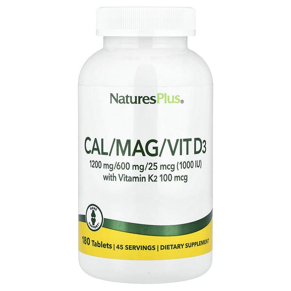 NaturesPlus, Cal/Mag/Vit D3 with Vitamin K2, 180 Tablets