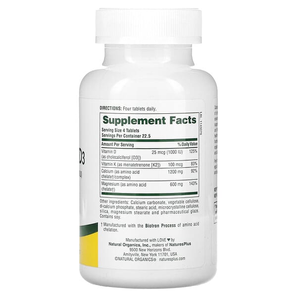 NaturesPlus, Cal/Mag/Vit D3 with Vitamin K2, 90 Tablets 2 NaturesPlus, Cal/Mag/Vit D3 with Vitamin K2, 90 Tablets - Ảnh 2