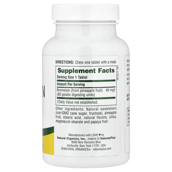 Alternative view of NaturesPlus, Chewable Bromelain, Pineapple, 40 mg, 180 Tablets