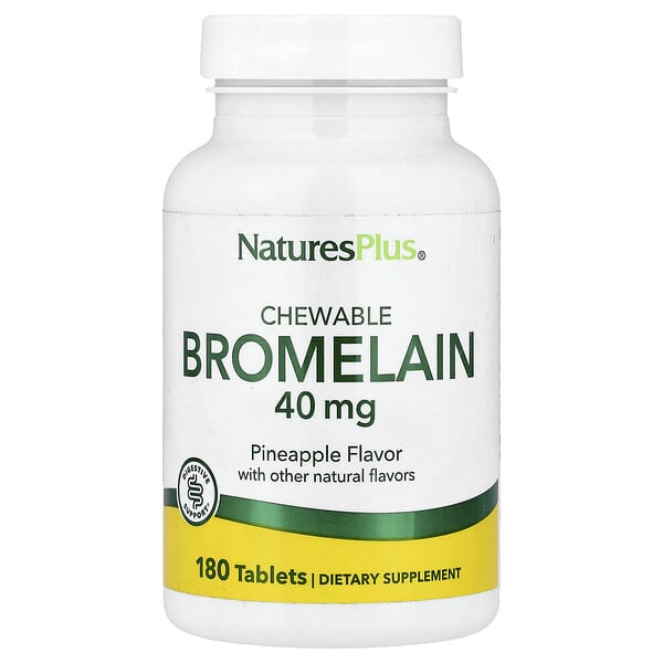 NaturesPlus, Chewable Bromelain, Pineapple, 40 mg, 180 Tablets