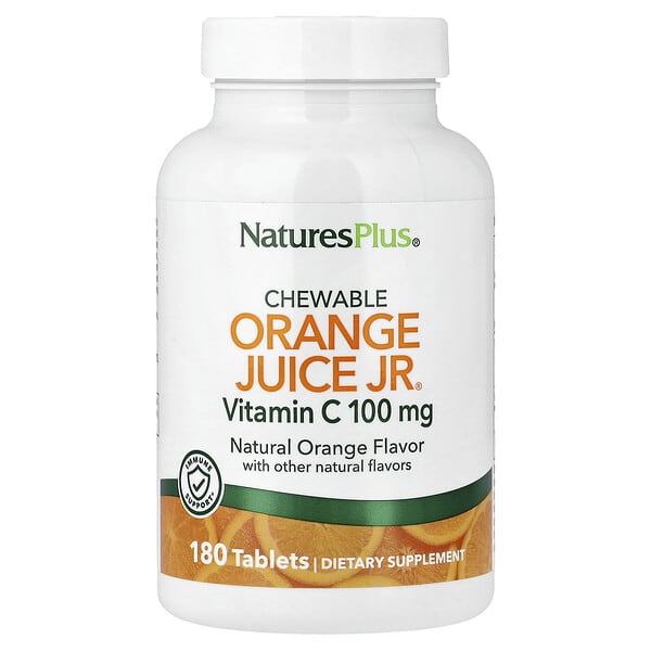 NaturesPlus, Chewable Orange Juice Jr®, Vitamin C, Natural Orange, 180 Tablets