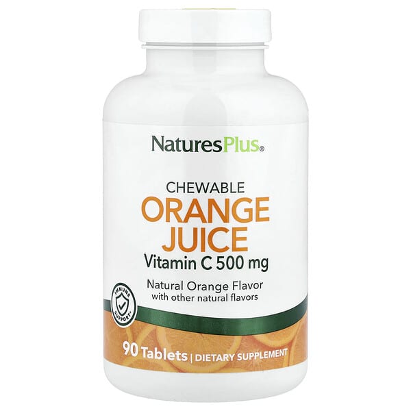 NaturesPlus, Chewable Orange Juice, Vitamin C, Natural Orange, 90 Tablets