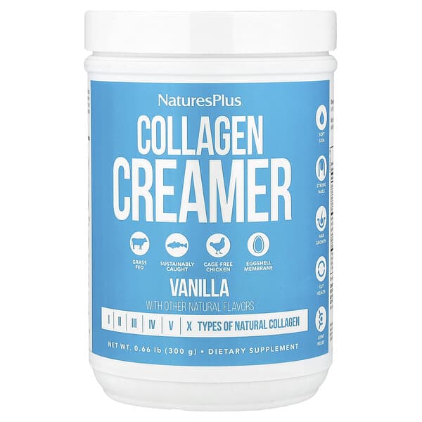 NaturesPlus, Collagen Creamer, Vanilla, 0.66 lb (300 g)