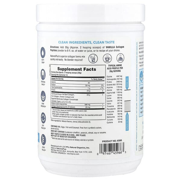 Alternative view of NaturesPlus, Collagen Peptides, Vanilla , 0.8 lb (364 g)