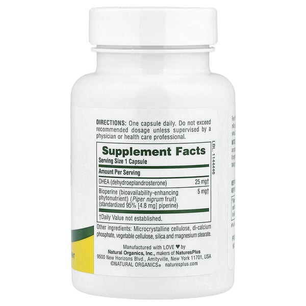 Alternative view of NaturesPlus, DHEA-25 with Bioperine®, 60 Capsules