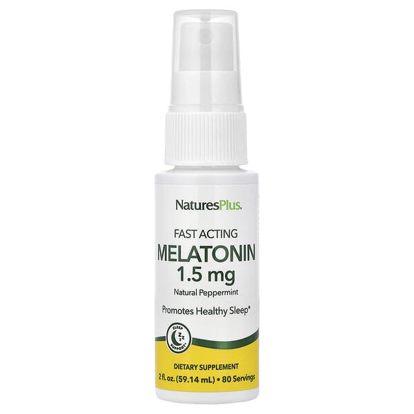 NaturesPlus, Fast Acting Melatonin, Natural Peppermint, 2 fl oz (59.14 ml)