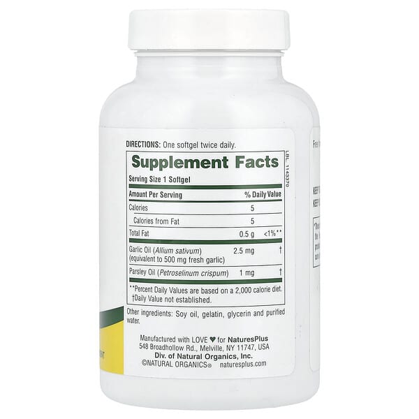 Alternative view of NaturesPlus, Garlic and Parsley Oil, 180 Softgels