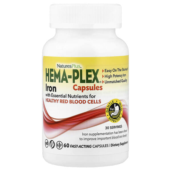 NaturesPlus, Hema-Plex® Iron, 60 Fast-Acting Capsules